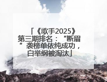 《歌手2025》第三期排名：“断眉”袭榜单依纯成功，白举纲被淘汰