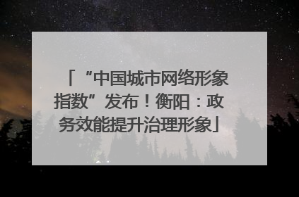 “中国城市网络形象指数”发布！衡阳：政务效能提升治理形象