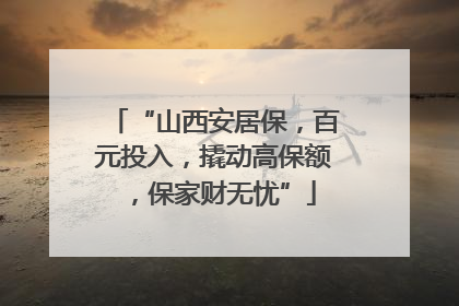 “山西安居保，百元投入，撬动高保额，保家财无忧”