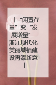 “闲置存量”变“发展增量” 浙江现代化美丽城镇建设再添新意