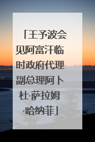 王予波会见阿富汗临时政府代理副总理阿卜杜·萨拉姆·哈纳菲
