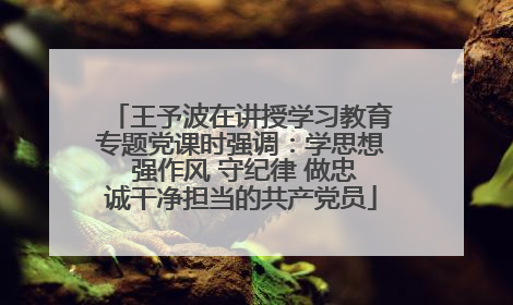 王予波在讲授学习教育专题党课时强调：学思想 强作风 守纪律 做忠诚干净担当的共产党员