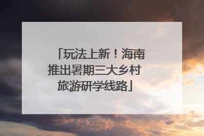 玩法上新！海南推出暑期三大乡村旅游研学线路