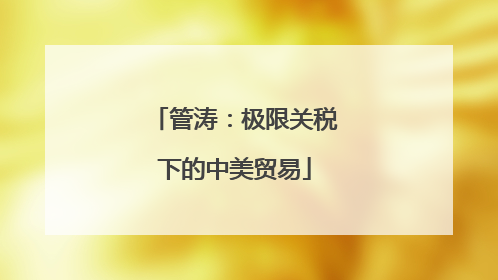 管涛：极限关税下的中美贸易
