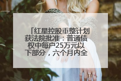 红星控股重整计划获法院批准：普通债权中每户25万元以下部分，六个月内全额现金清偿