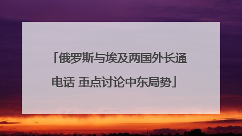 俄罗斯与埃及两国外长通电话 重点讨论中东局势