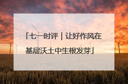 七一时评｜让好作风在基层沃土中生根发芽