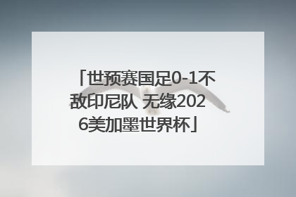 世预赛国足0-1不敌印尼队 无缘2026美加墨世界杯