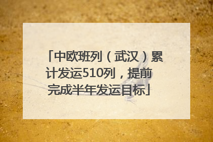 中欧班列（武汉）累计发运510列，提前完成半年发运目标