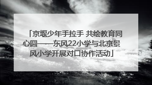 京堰少年手拉手 共绘教育同心圆——东风22小学与北京景风小学开展对口协作活动