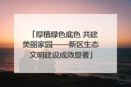 厚植绿色底色 共建美丽家园——新区生态文明建设成效显著
