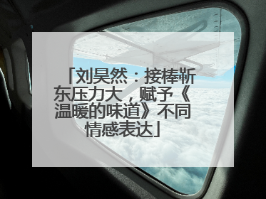 刘昊然：接棒靳东压力大，赋予《温暖的味道》不同情感表达
