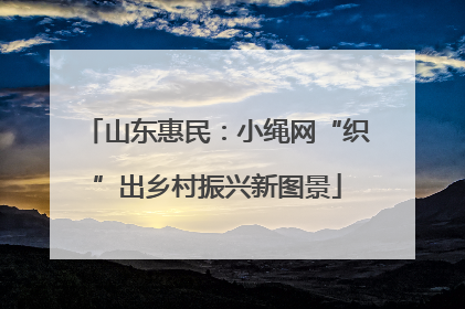 山东惠民：小绳网“织”出乡村振兴新图景