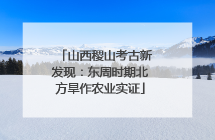 山西稷山考古新发现：东周时期北方旱作农业实证