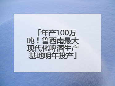 年产100万吨！鲁西南最大现代化啤酒生产基地明年投产