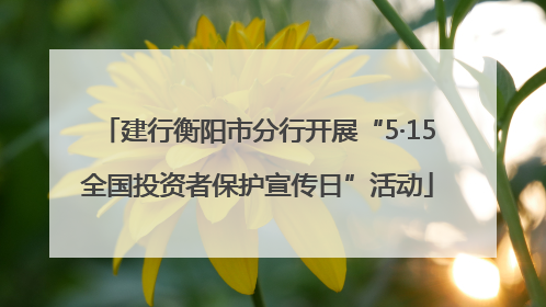 建行衡阳市分行开展“5·15全国投资者保护宣传日”活动