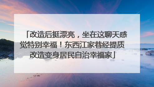 改造后挺漂亮，坐在这聊天感觉特别幸福！东西江家巷经提质改造变身居民自治幸福家