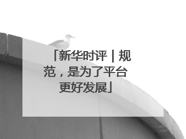 新华时评｜规范，是为了平台更好发展