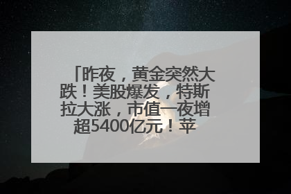 昨夜，黄金突然大跌！美股爆发，特斯拉大涨，市值一夜增超5400亿元！苹果传来大消息