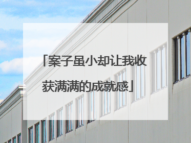 案子虽小却让我收获满满的成就感