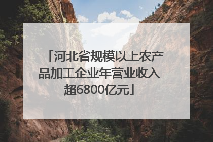 河北省规模以上农产品加工企业年营业收入超6800亿元