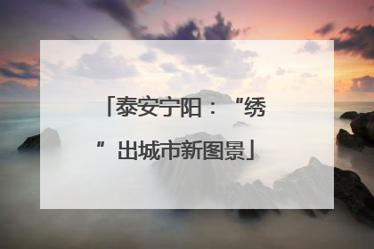 泰安宁阳：“绣”出城市新图景