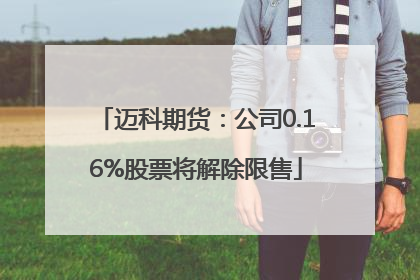 迈科期货：公司0.16%股票将解除限售