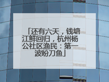 还有六天，钱塘江鲜回归，杭州杨公社区渔民：第一波盼刀鱼