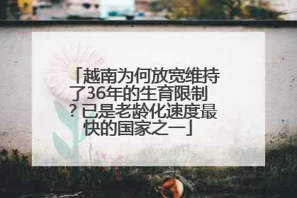 越南为何放宽维持了36年的生育限制？已是老龄化速度最快的国家之一