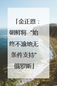 金正恩：朝鲜将“始终不渝地无条件支持”俄罗斯