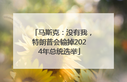 马斯克：没有我，特朗普会输掉2024年总统选举