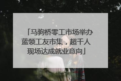 马驹桥零工市场举办蓝领工友市集，超千人现场达成就业意向